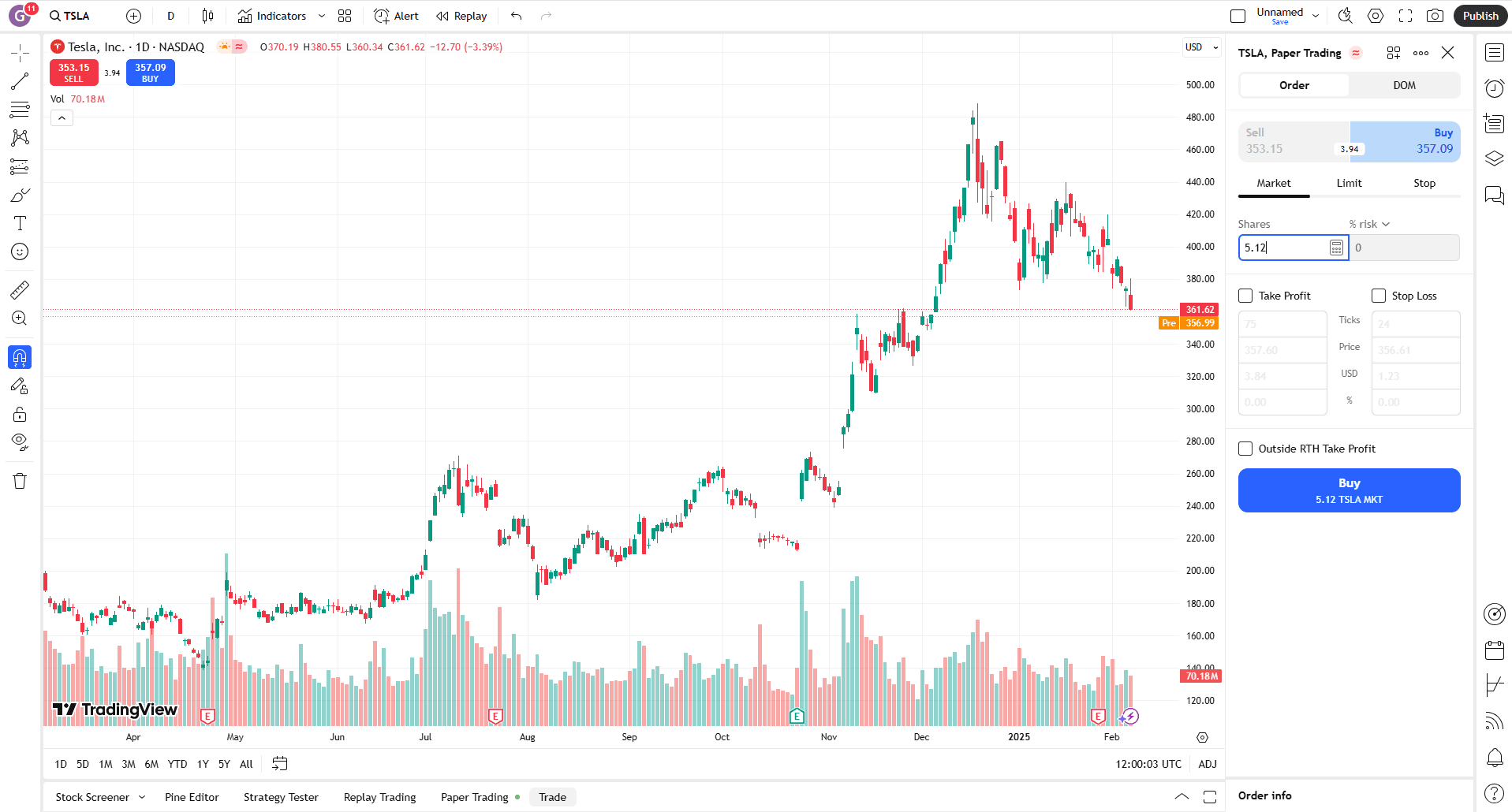 TradingView - how to get started - placing a trade