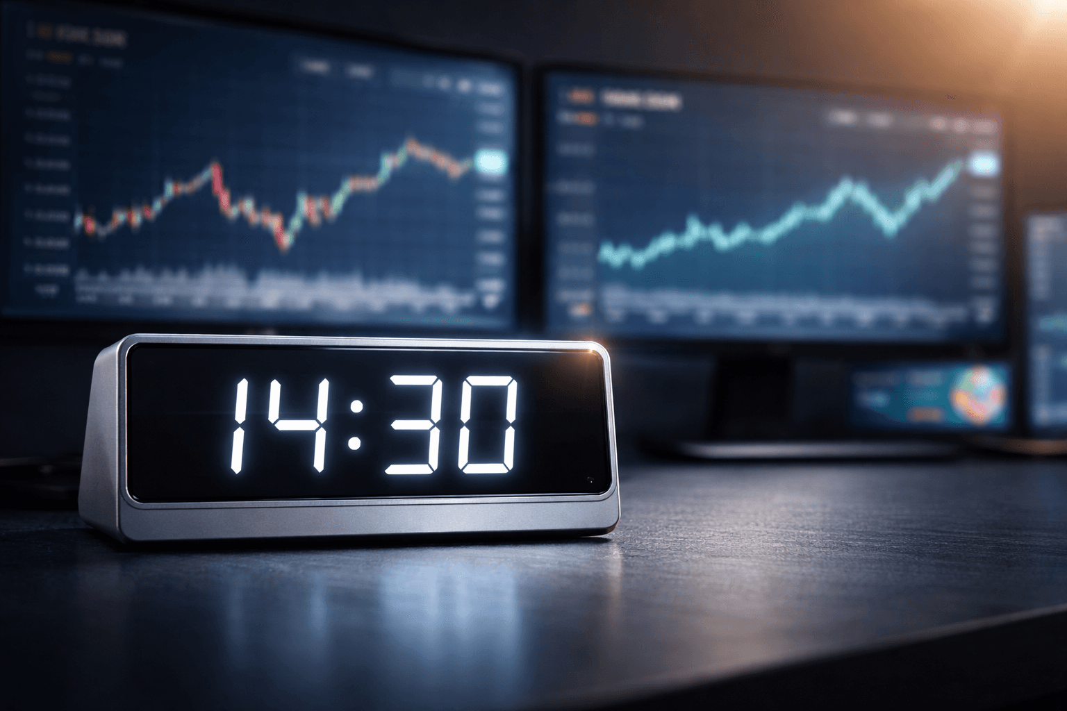 Digital clock with market background