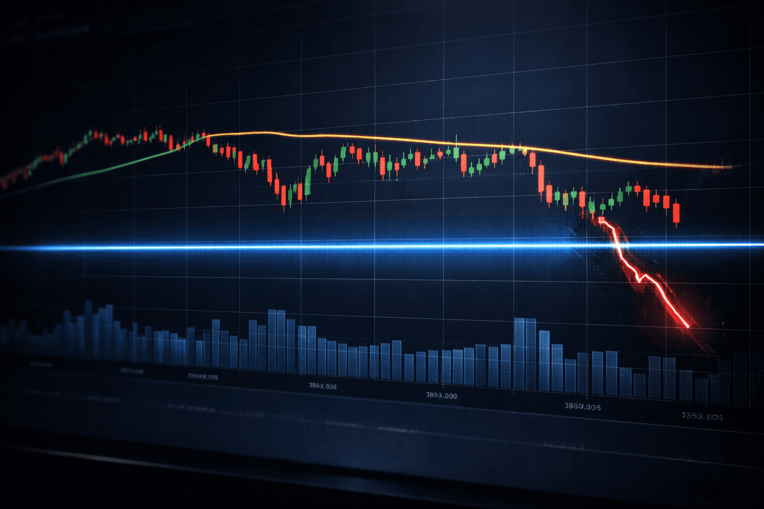 Breaking support on trading chart